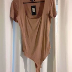 Fashion Nova body suit XL tan snap crotch  never worn with tags